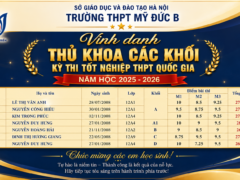 BẢNG VÀNG VINH DANH THÀNH TÍCH KỲ THI TỐT NGHIỆP THPT – TRƯỜNG THPT MỸ ĐỨC B NĂM HỌC 2025 – 2026